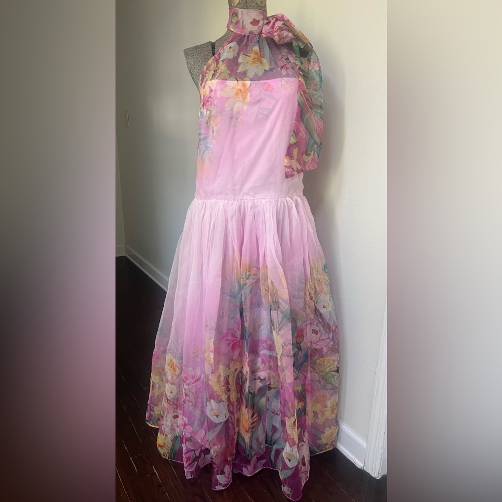 Anthropologie BHLDN Pink Floral Maxi Dress with Halter Neck - Picture 9 of 9